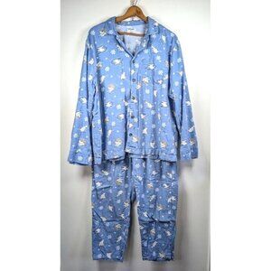 Old Navy Pajamas Set Size XXL Sleepwear Flannel Pant Top Polar Bear Novelty Cozy